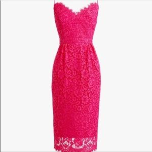 J. Crew Guipure Lace Spaghetti Strap Pink Dress 0